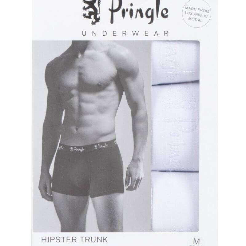 Pringle 3 Pack William Button Front Cotton Stretch Boxers – White
