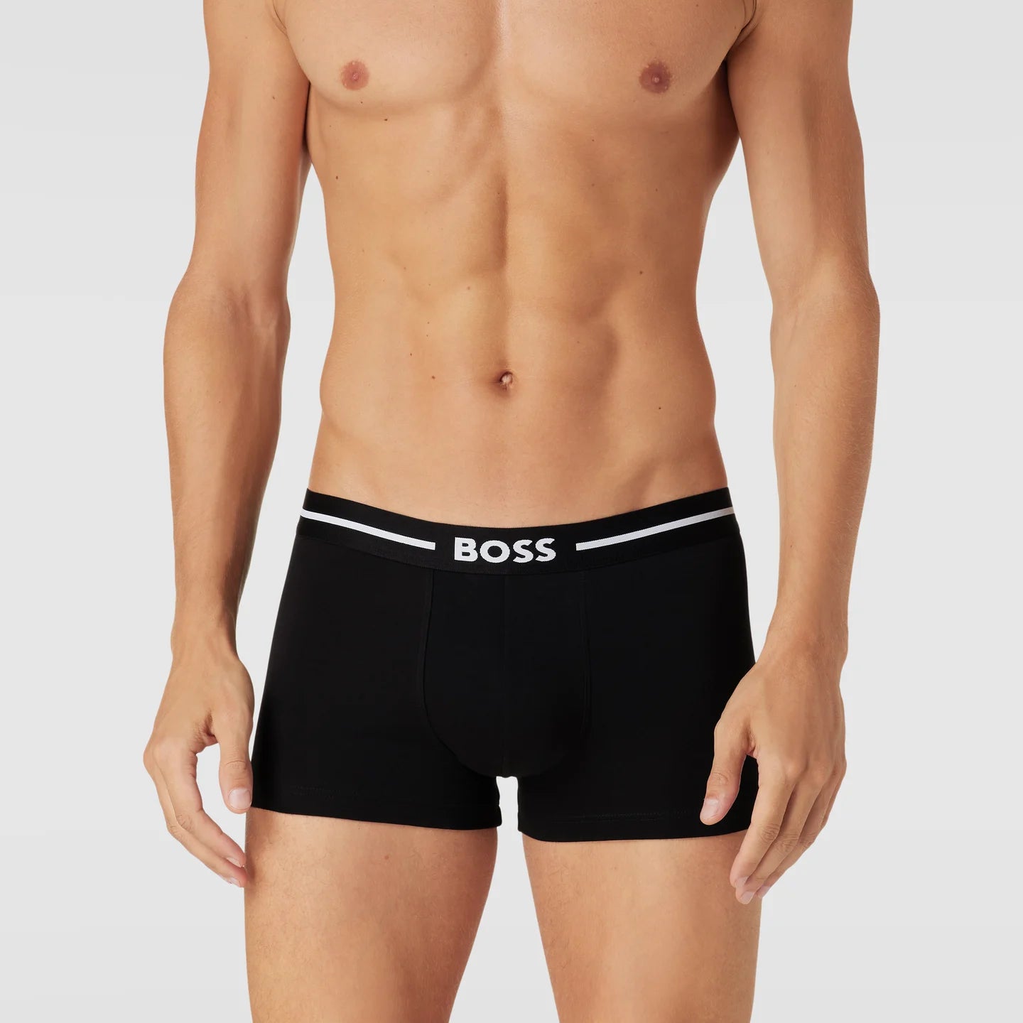 Boss - 3 Pack of Stretch Cotton Trunks with Logo Waistbands - Red/Navy/Blue