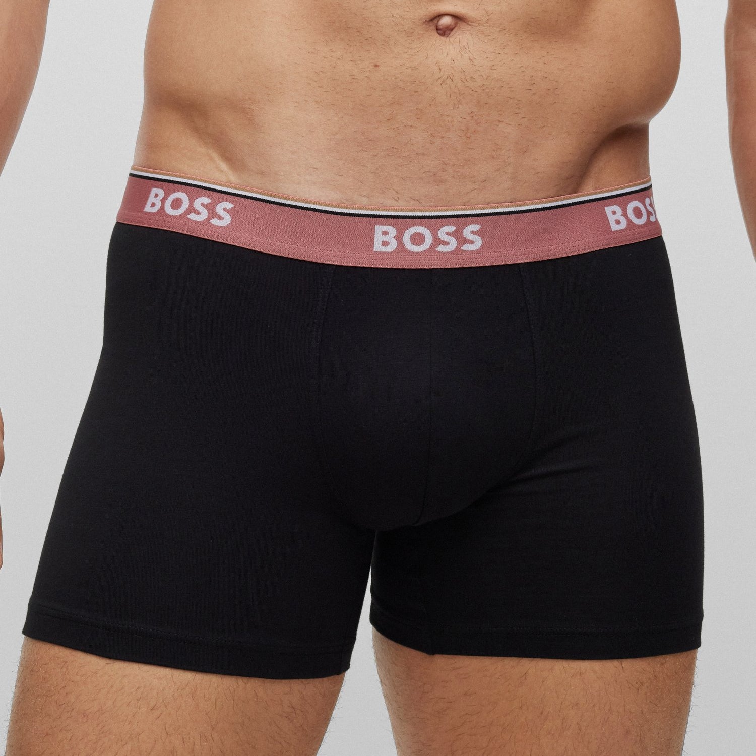 Boss 3 Pack of Stretch Cotton Boxer Briefs - Black Coloured Waistband