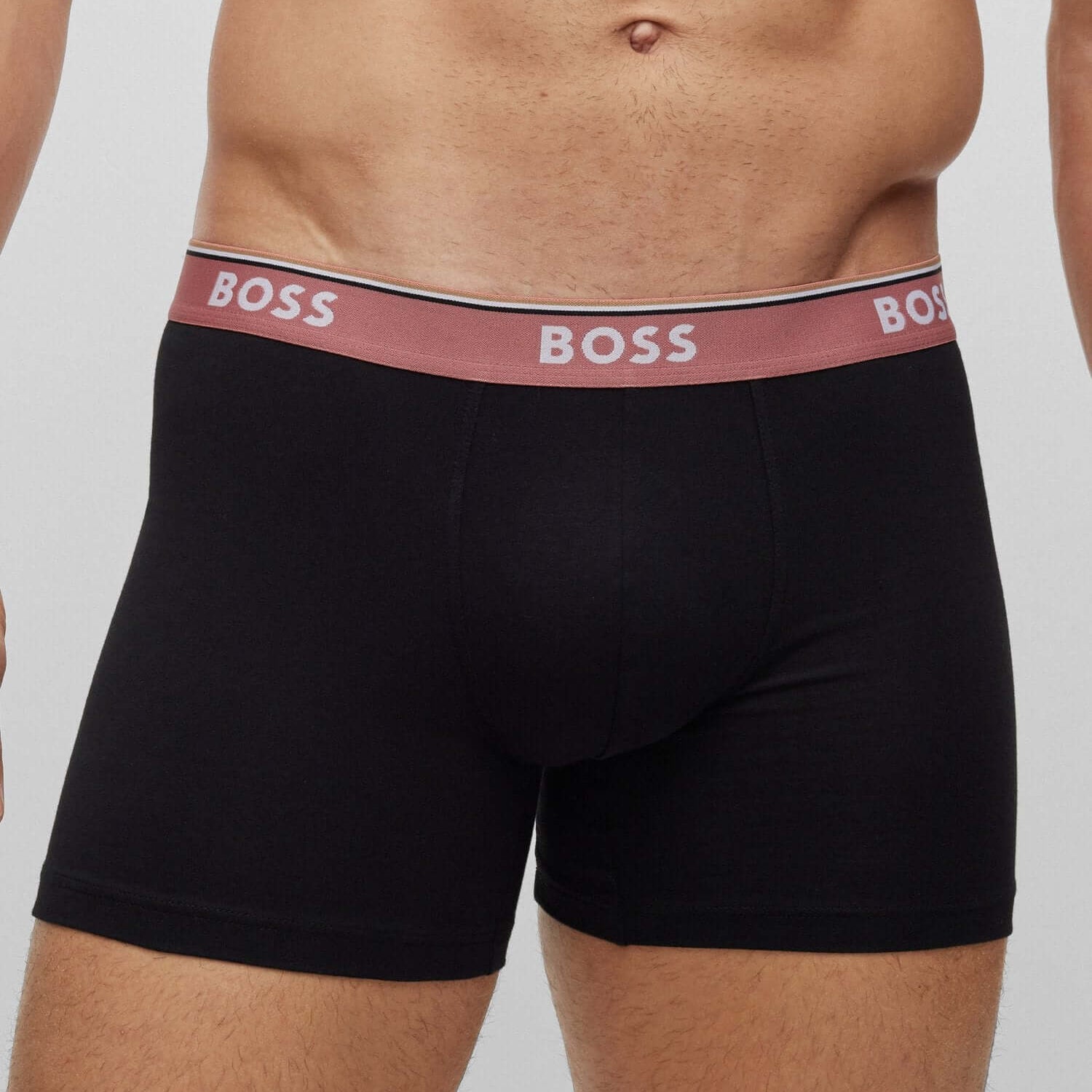Boss 3 Pack of Stretch Cotton Boxer Briefs - Black Coloured Waistband
