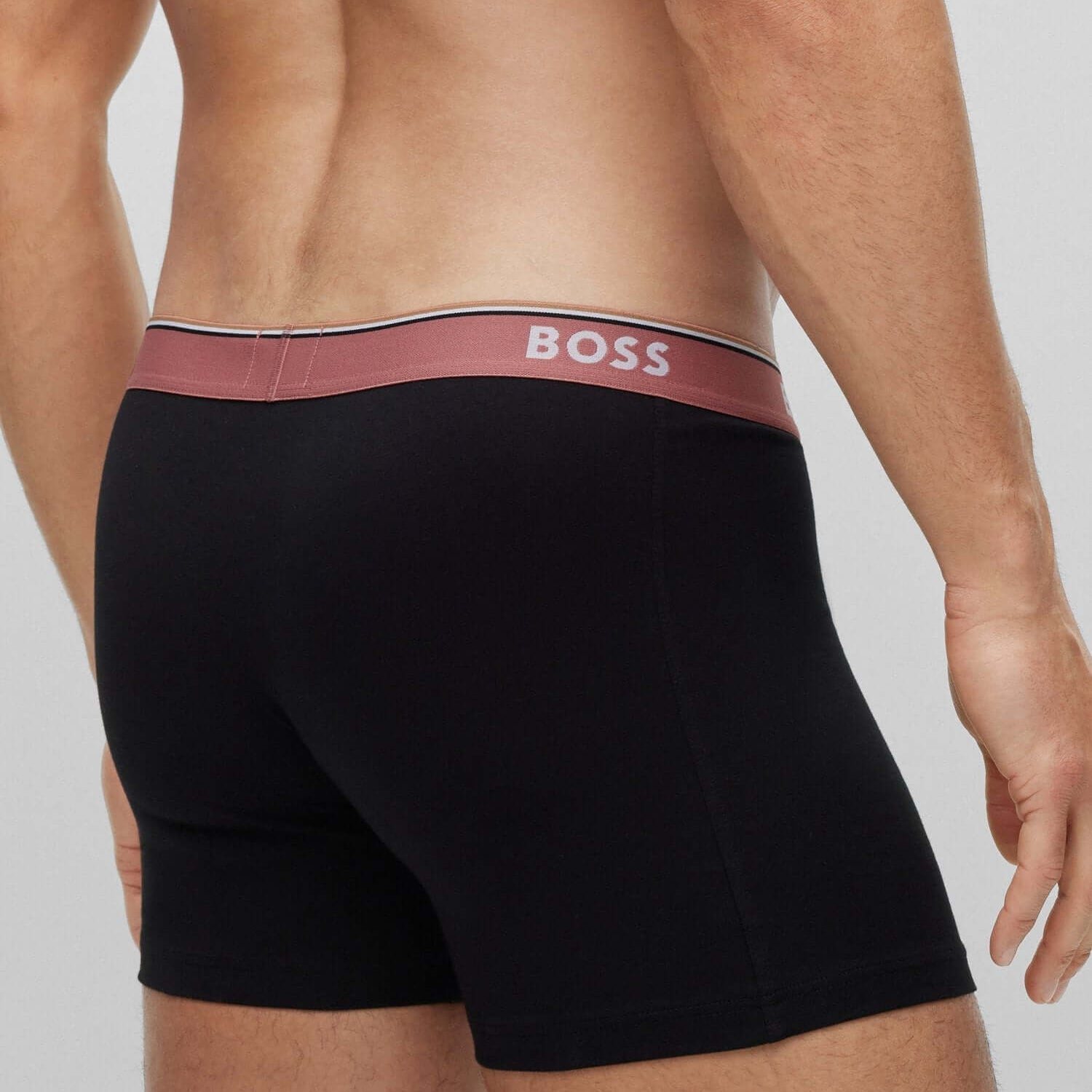 Boss 3 Pack of Stretch Cotton Boxer Briefs - Black Coloured Waistband