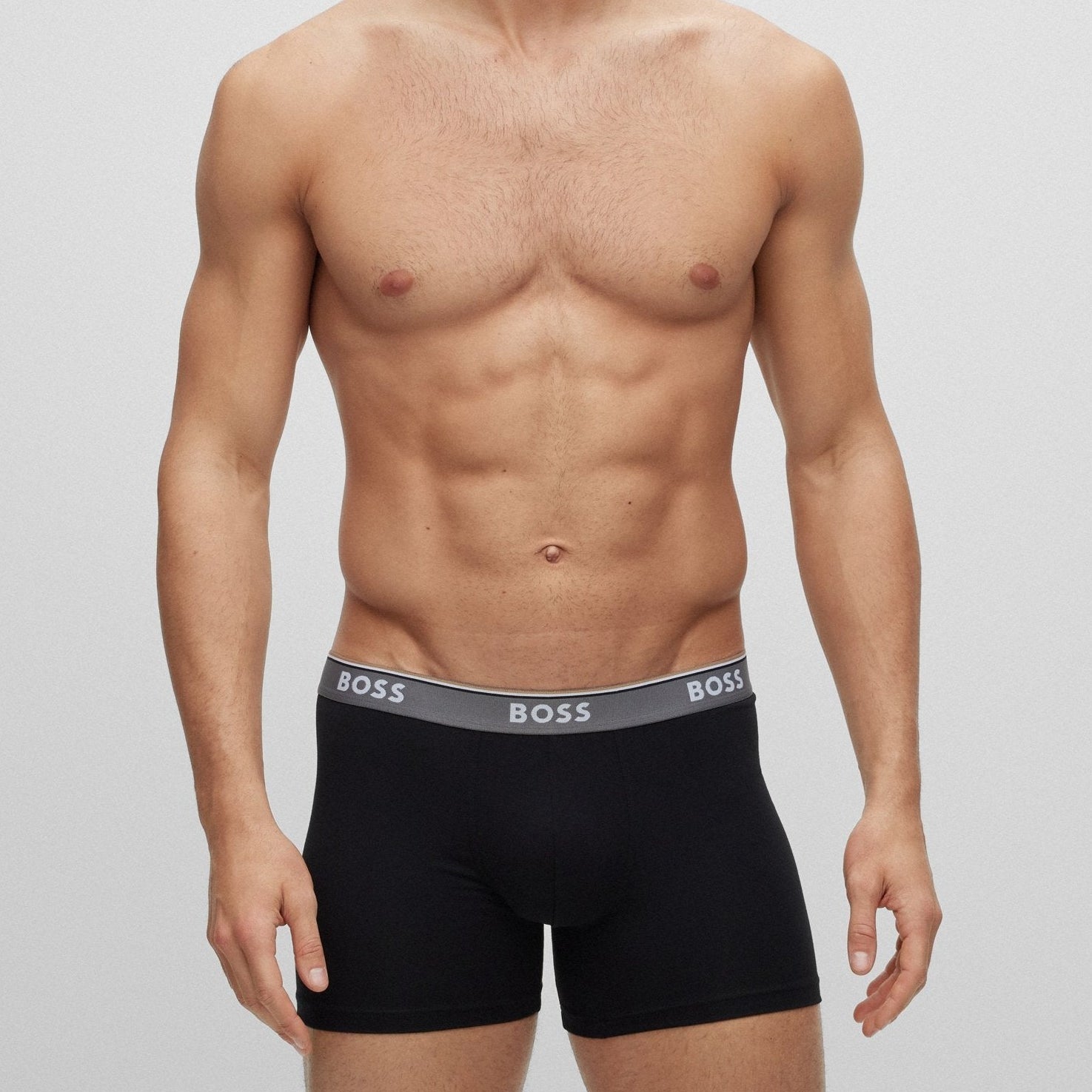 Boss 3 Pack of Stretch Cotton Boxer Briefs - Black Coloured Waistband