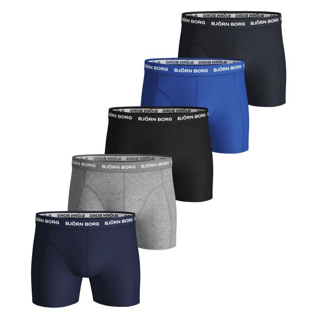 Björn Borg Solid Essential Boxer Shorts - 5PACK - BLUE DEPTHS