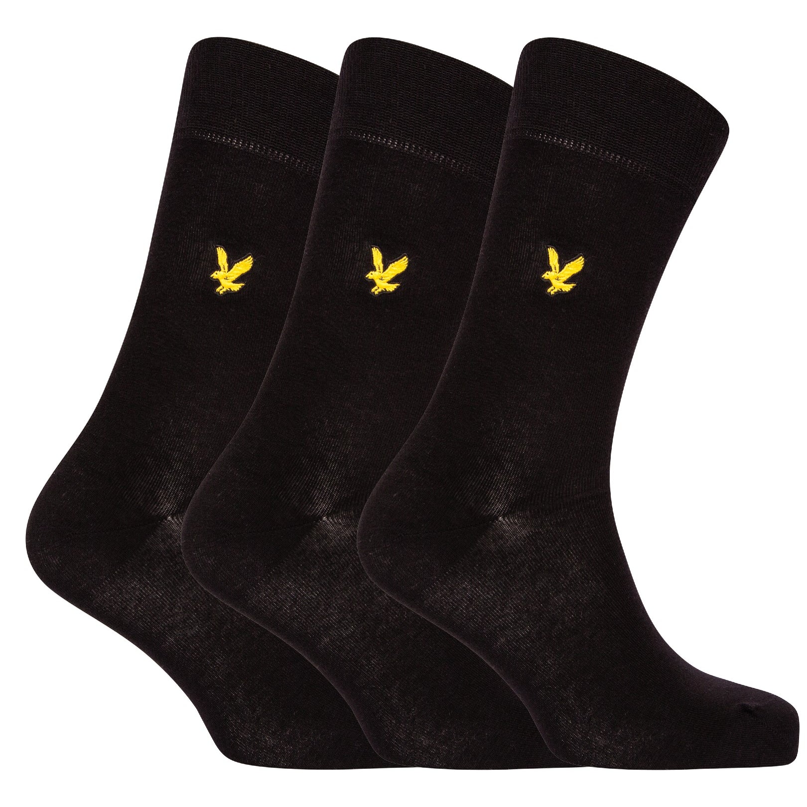 Lyle & Scott 3 Pack Angus Socks with Eagle Embroidery - Black