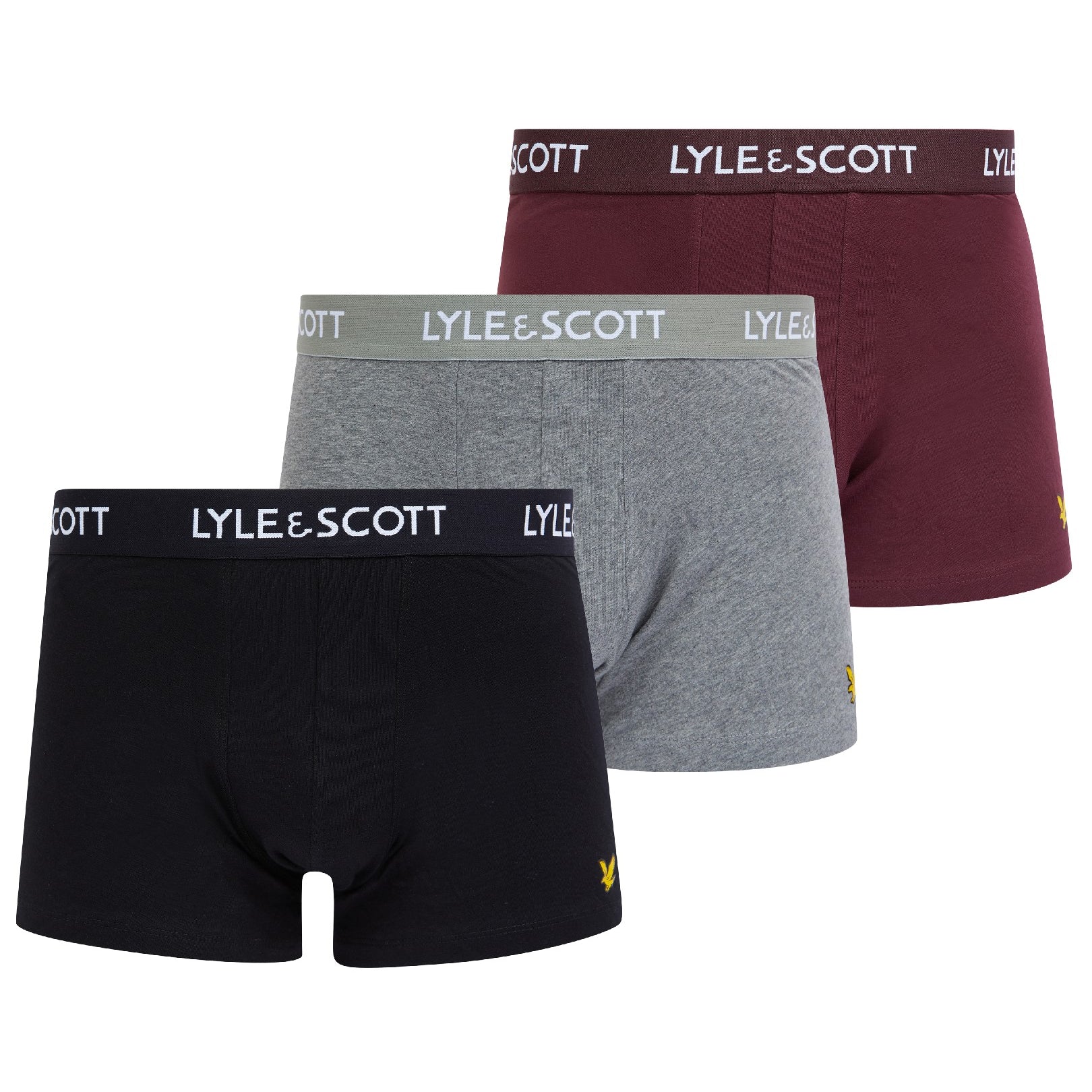 Lyle & Scott Barclays - 3 Pack Seasonal Men's Trunks - Black / Wine Tasting / Grey Marl