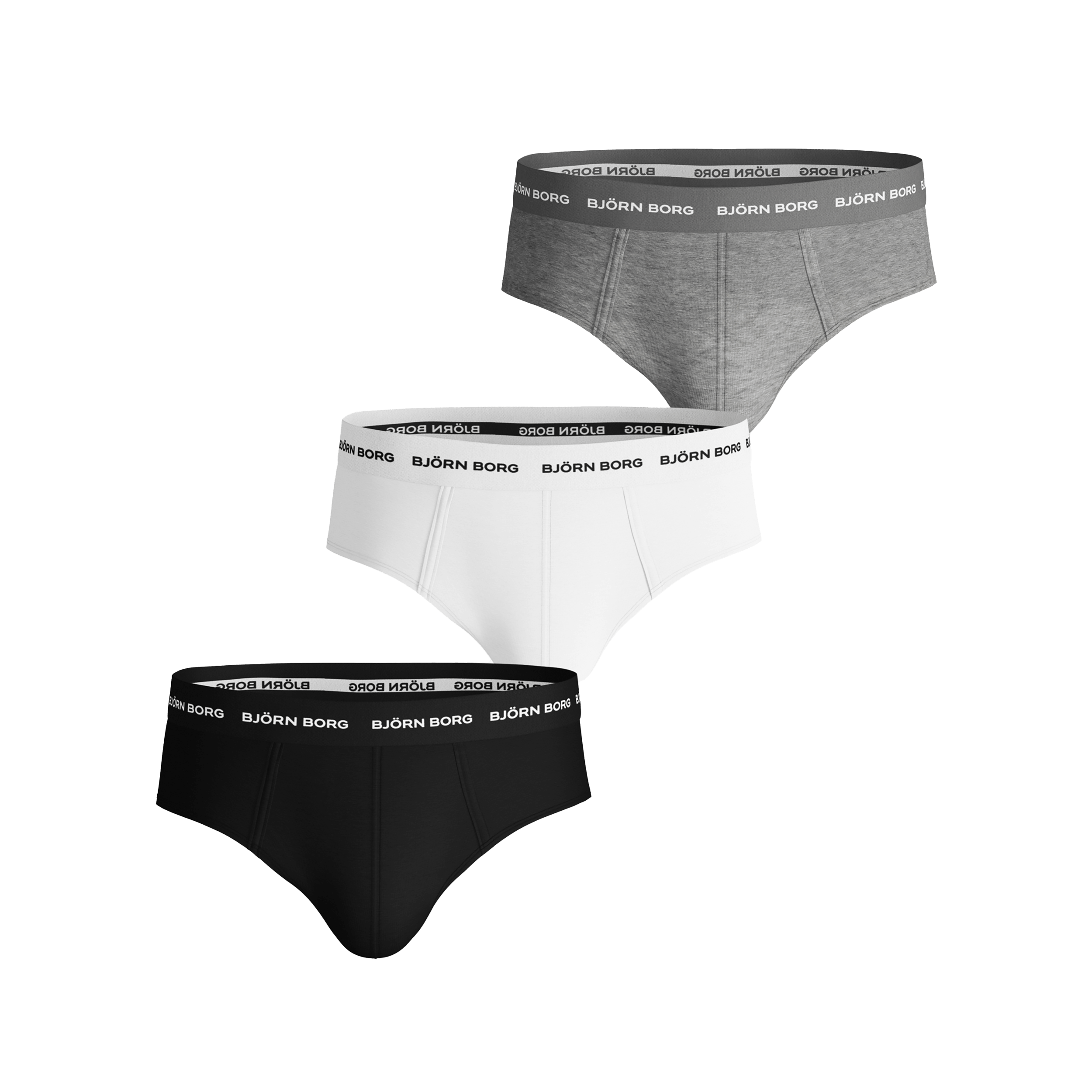 Björn Borg Solid Essential Briefs 3-pack - Black / White / Grey