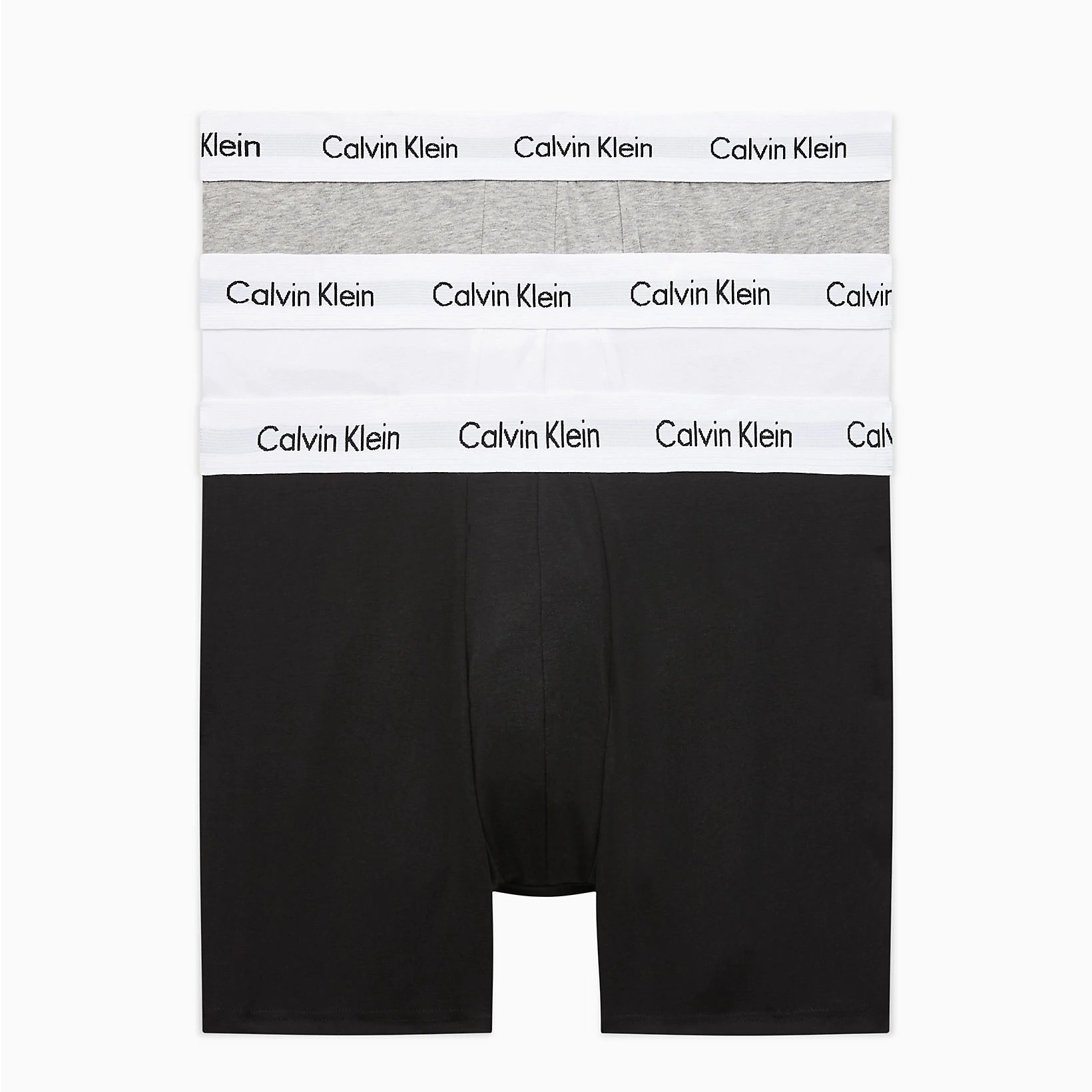 Calvin Klein 3 Pack Cotton Stretch - Longer Leg Boxer Brief Shorts ( BLACK / WHITE / GREY )