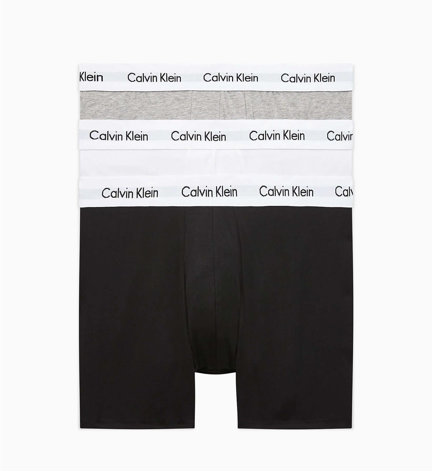 Calvin Klein 3 Pack Cotton Stretch - Longer Leg Boxer Brief Shorts ( BLACK / WHITE / GREY )