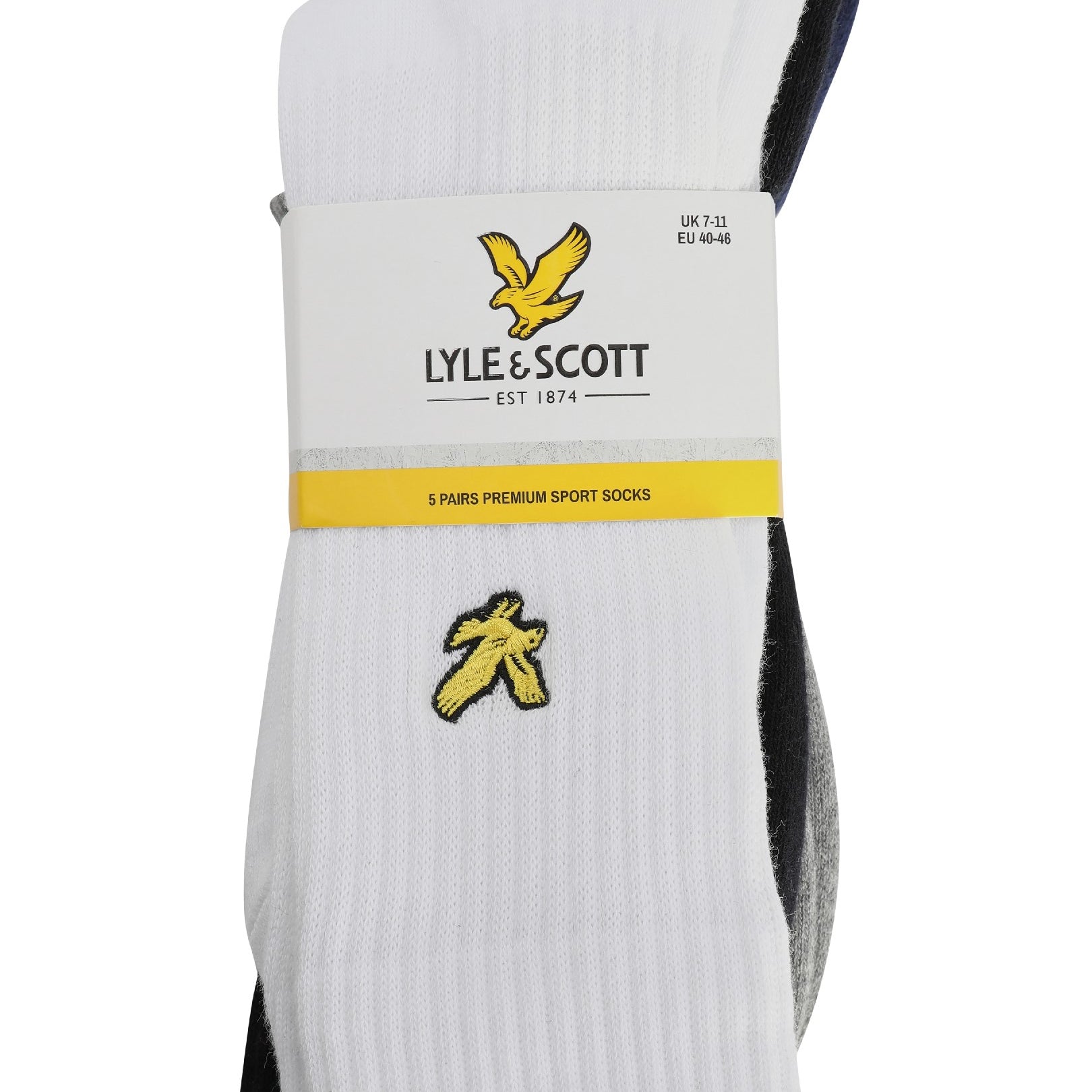 Lyle & Scott Men's 5 Pack Camdyn Sport Socks – Black, White, Grey & Peacoat