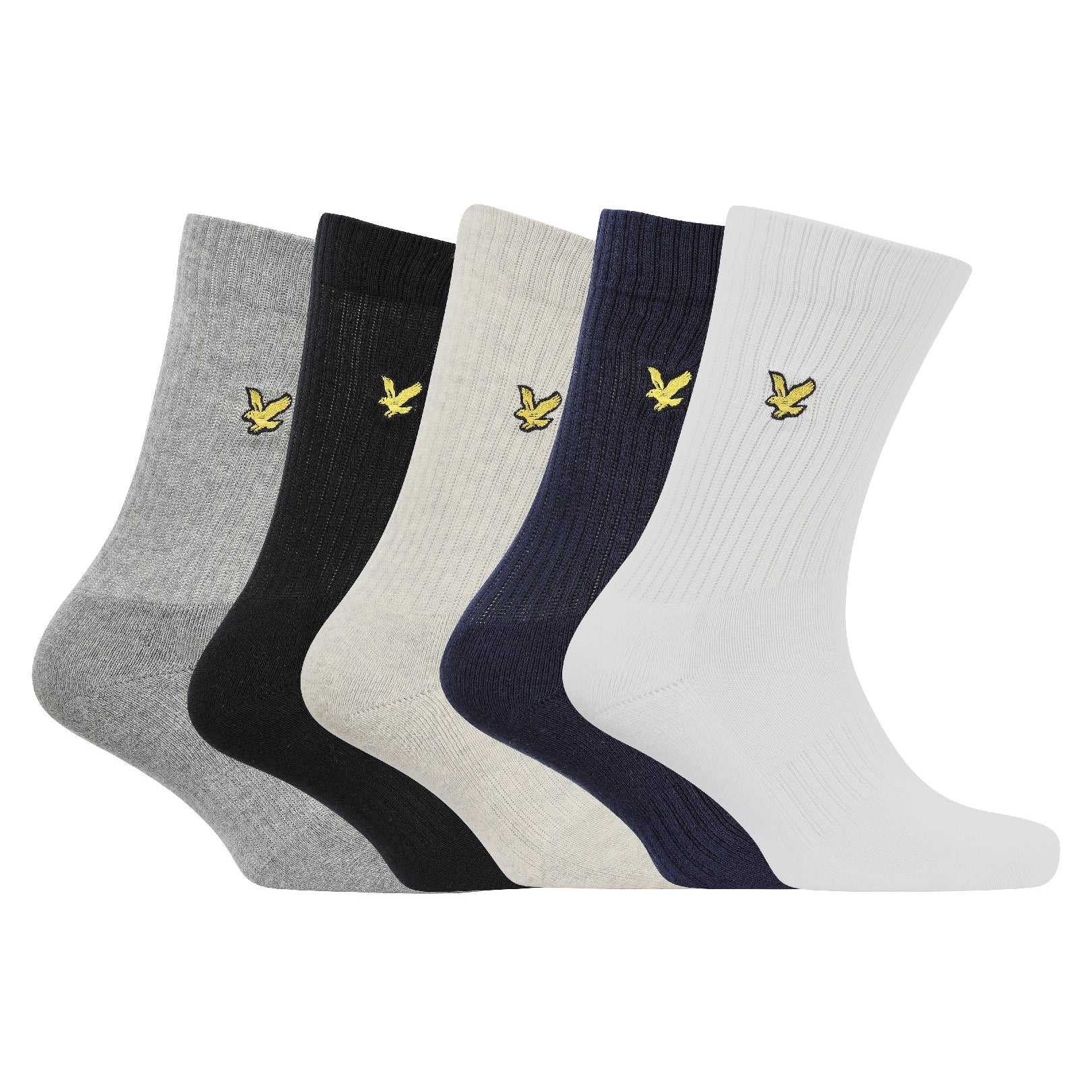 Lyle & Scott Men's 5 Pack Camdyn Sport Socks – Black, White, Grey & Peacoat