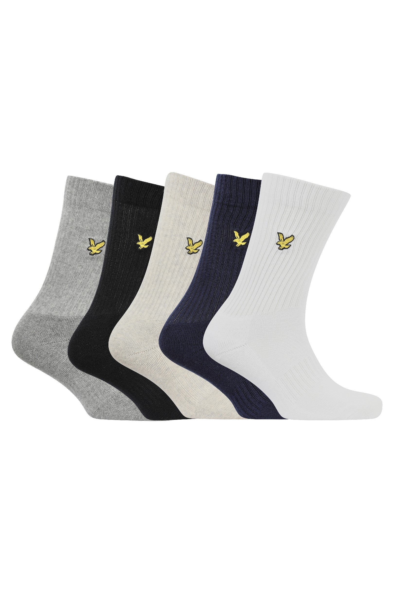 Lyle & Scott Men's 5 Pack Camdyn Sport Socks – Black, White, Grey & Peacoat
