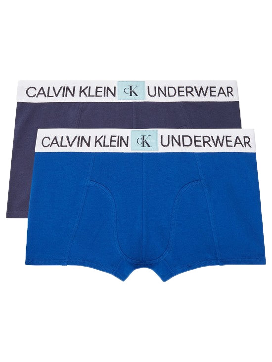 Calvin Klein Mingram Boys 2 pack Boxer Trunks (BLACK / Blue)