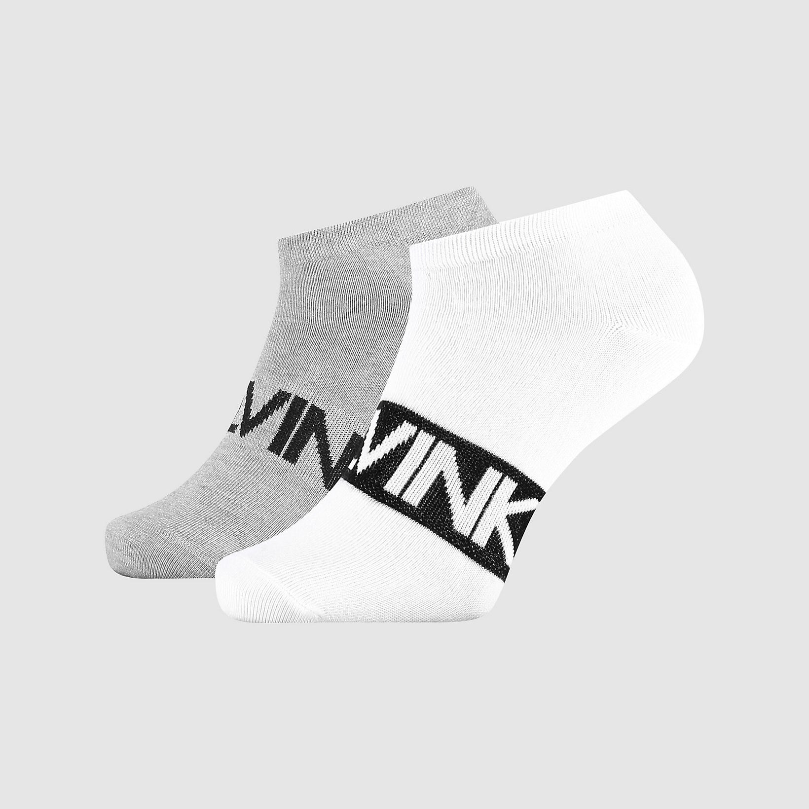 Calvin Klein-2 PACK LOGO TRAINER SOCKS-White/Grey