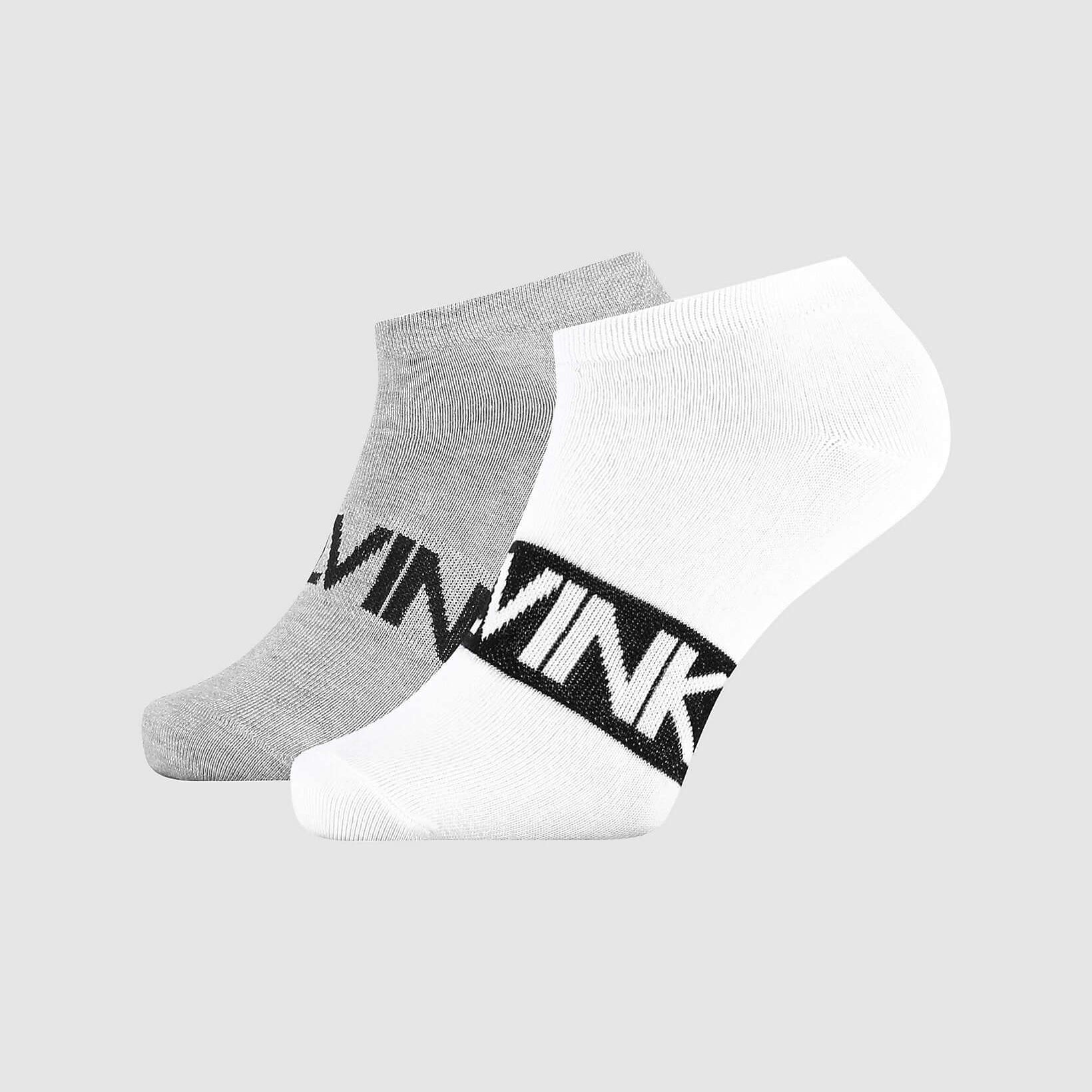 Calvin Klein-2 PACK LOGO TRAINER SOCKS-White/Grey