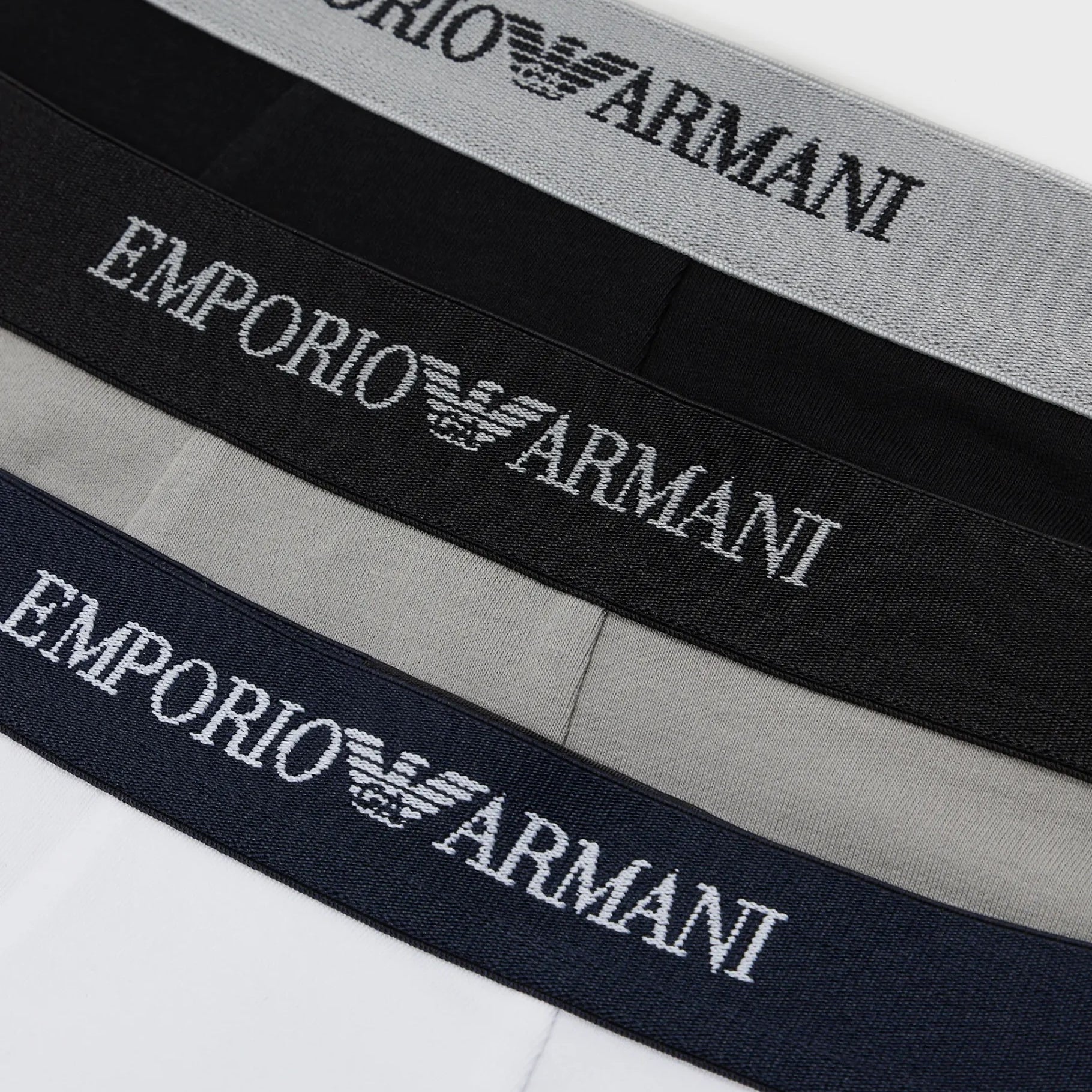 Emporio Armani 3 Pack Trunks - Stretch Cotton with Core Logo-BWG