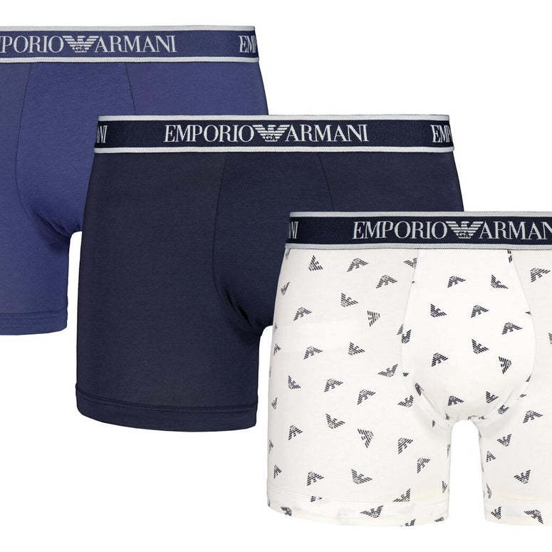 Emporio Armani 3 Pack Boxer Briefs - Blue/Navy/White