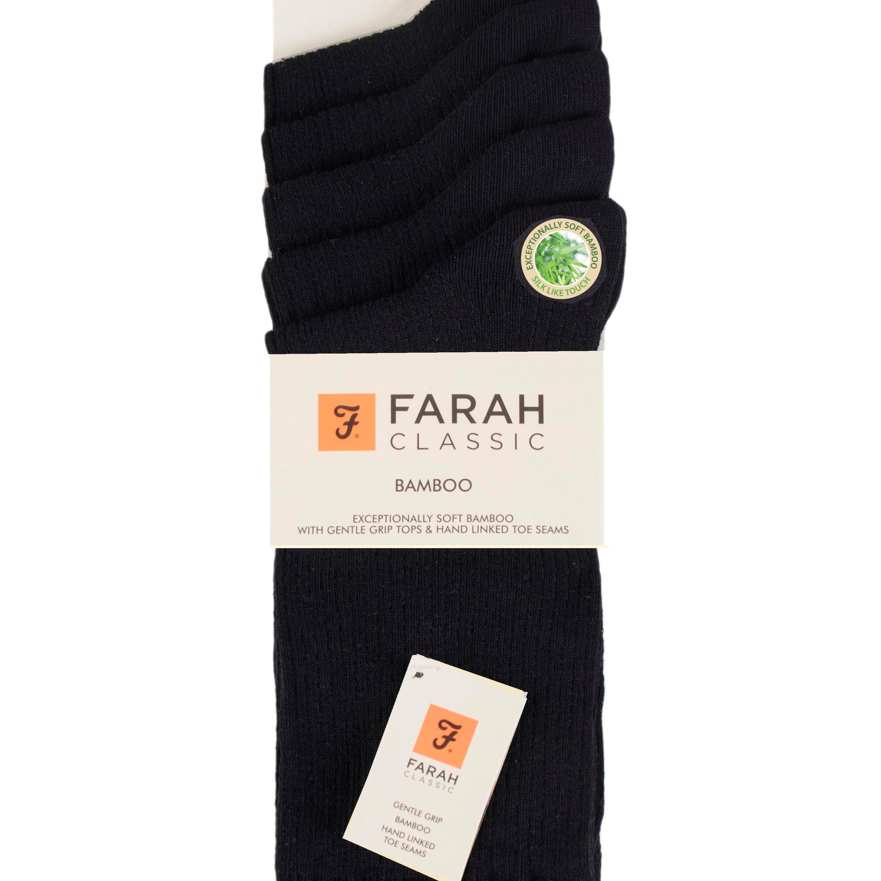 Farah 5 Pack Men's Bamboo Socks – Classic Plain, Hypoallergenic & Antibacterial