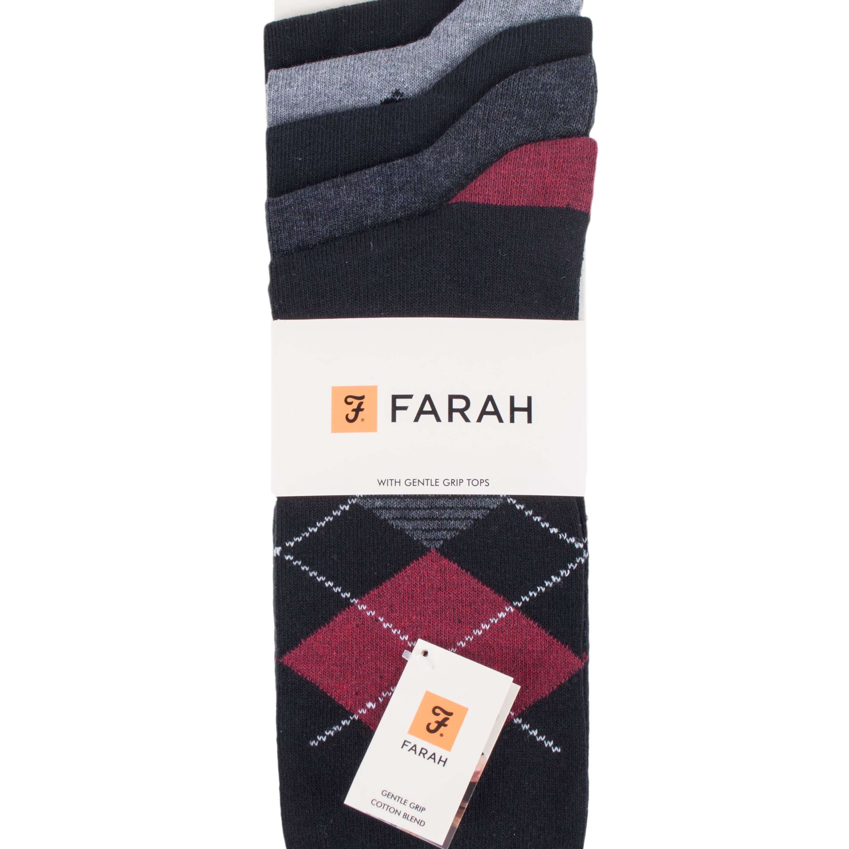 Mens 5 Pack Farah Cotton Rich Argyle Socks