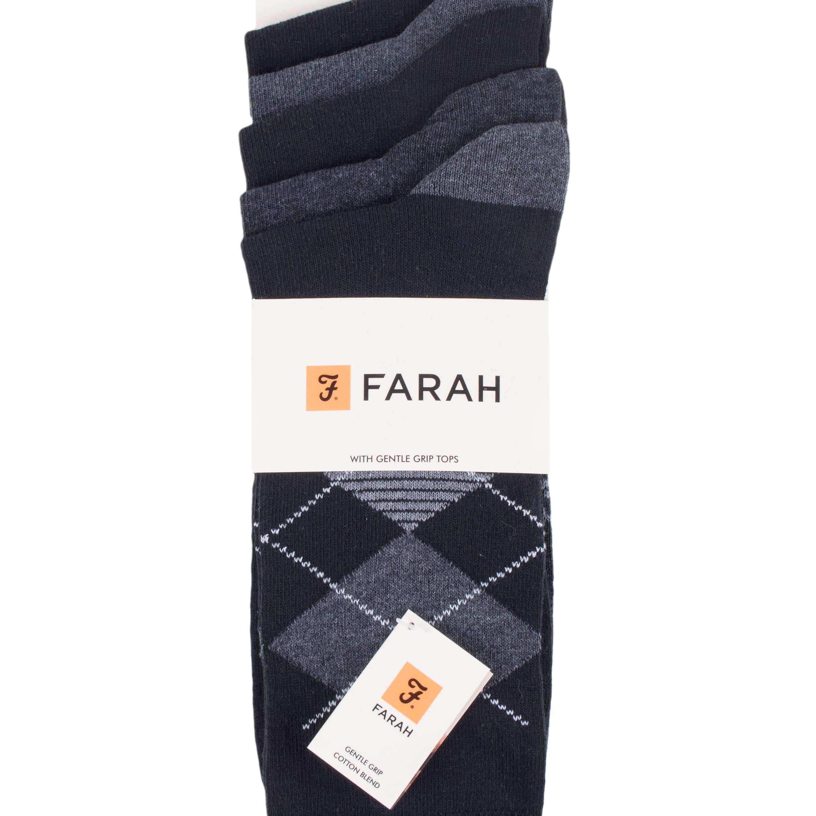 Mens 5 Pack Farah Cotton Rich Argyle Socks