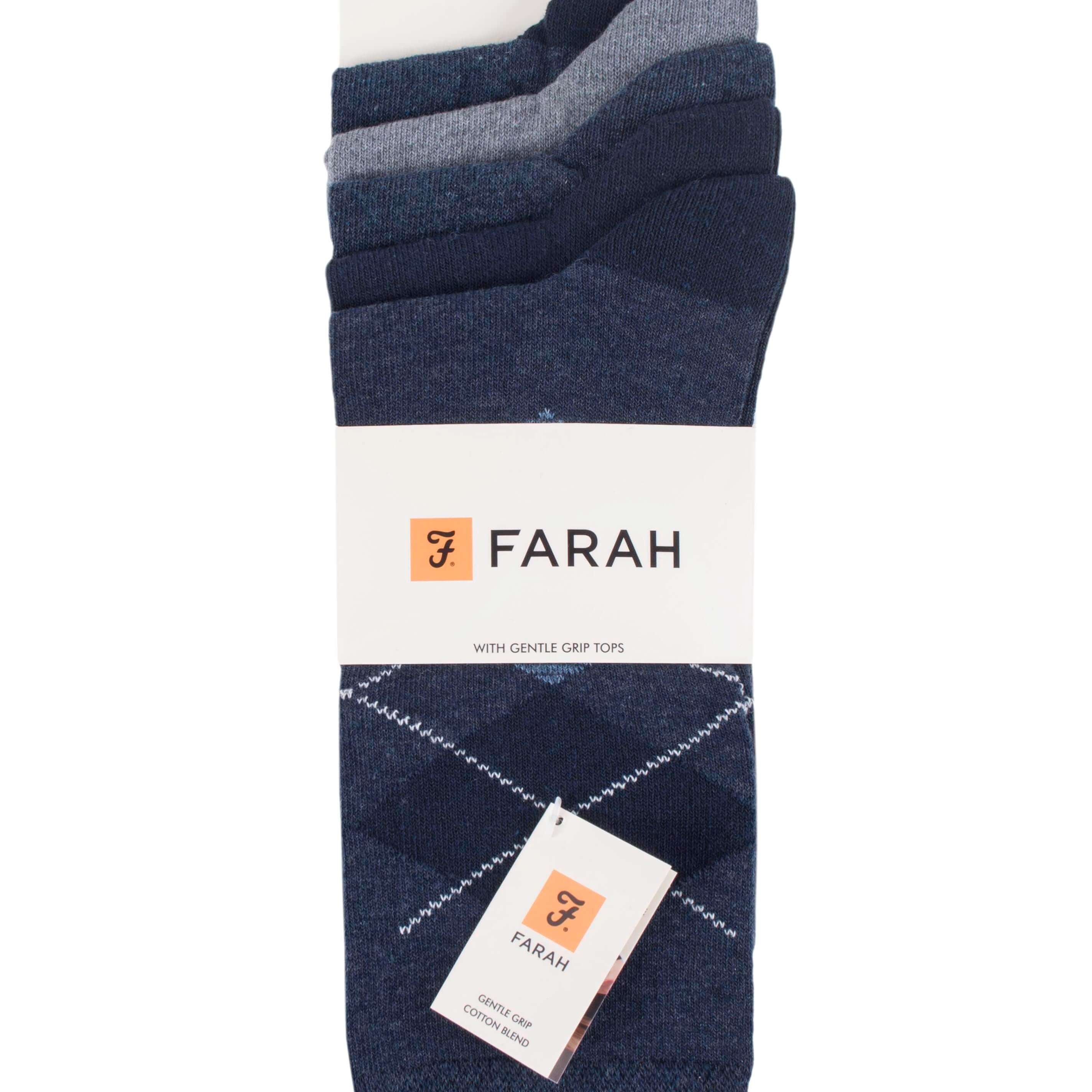 Mens 5 Pack Farah Cotton Rich Argyle Socks