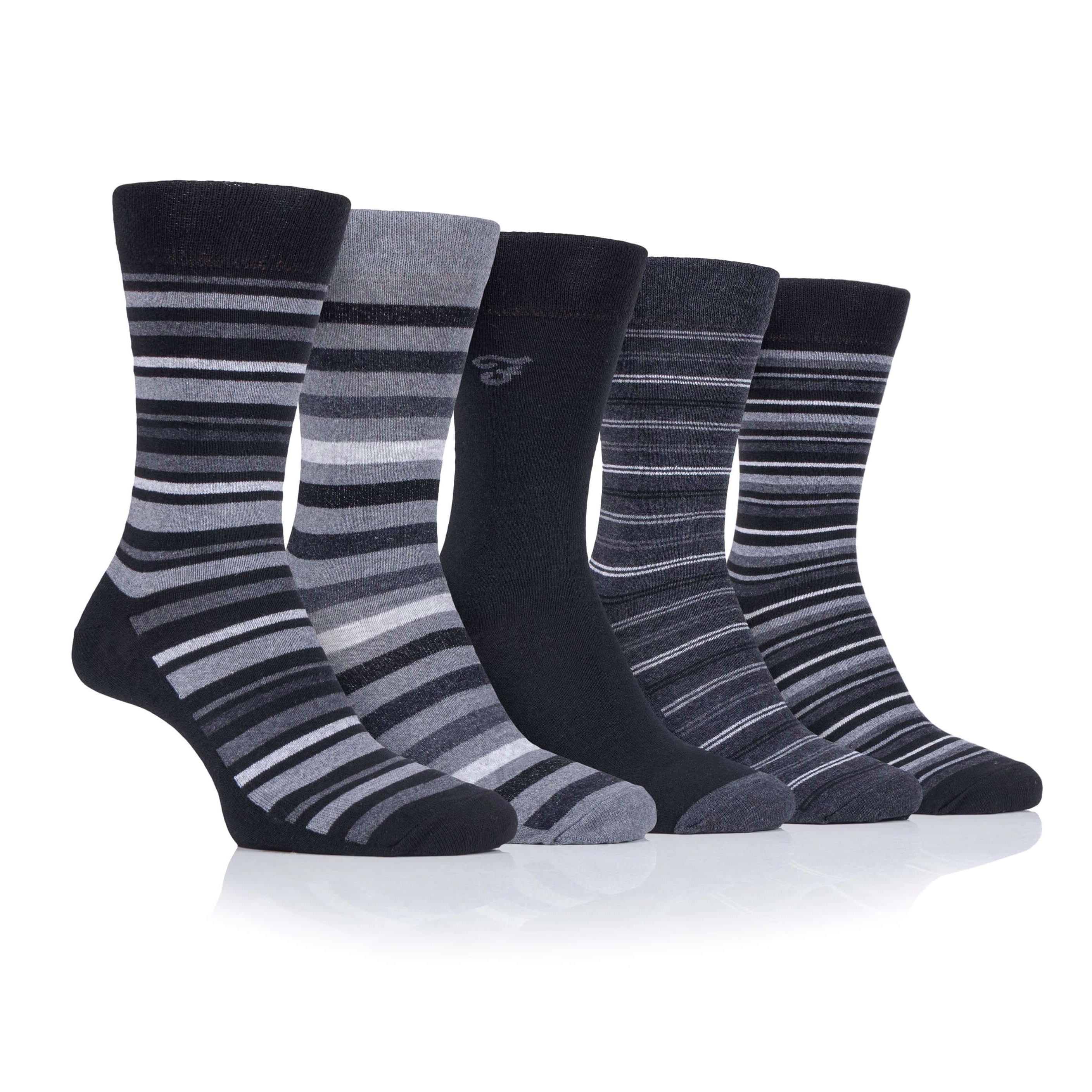 Farah Men’s 5 Pack Cotton Rich Striped Socks – Everyday Comfort (UK 6-11)