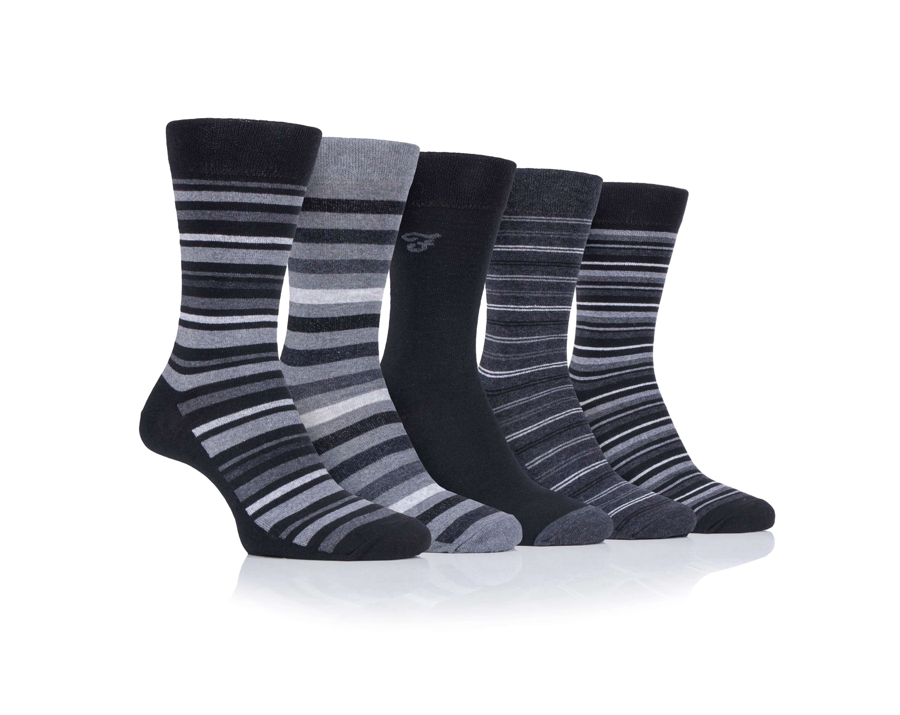 Farah Men’s 5 Pack Cotton Rich Striped Socks – Everyday Comfort (UK 6-11)