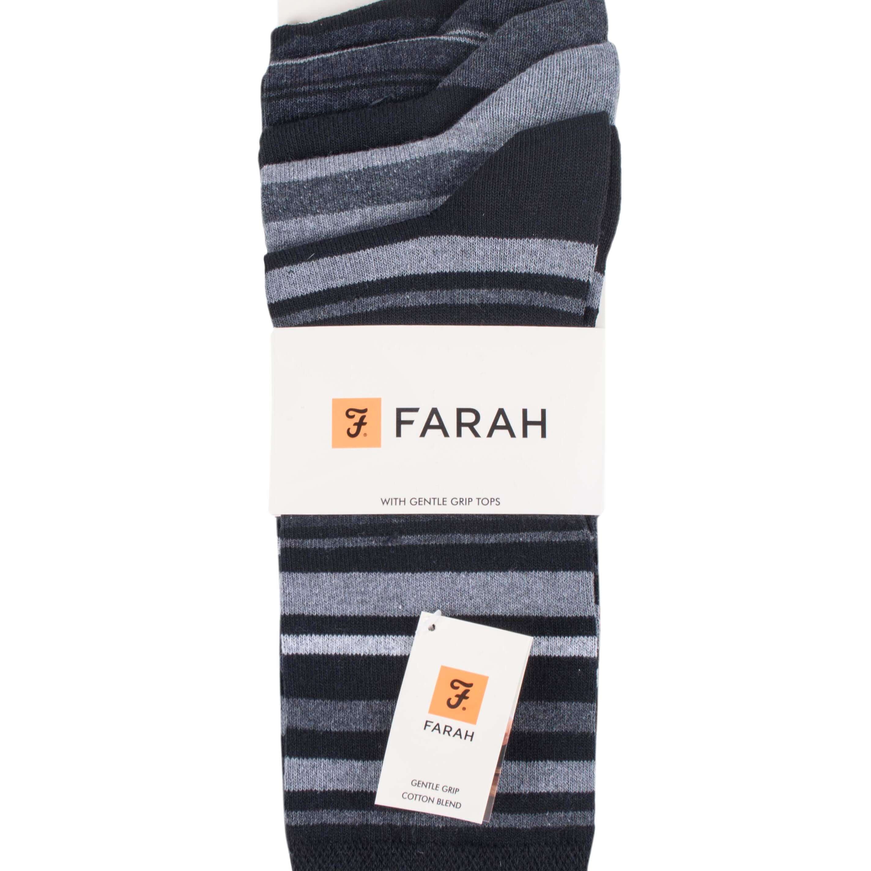 Farah Men’s 5 Pack Cotton Rich Striped Socks – Everyday Comfort (UK 6-11)