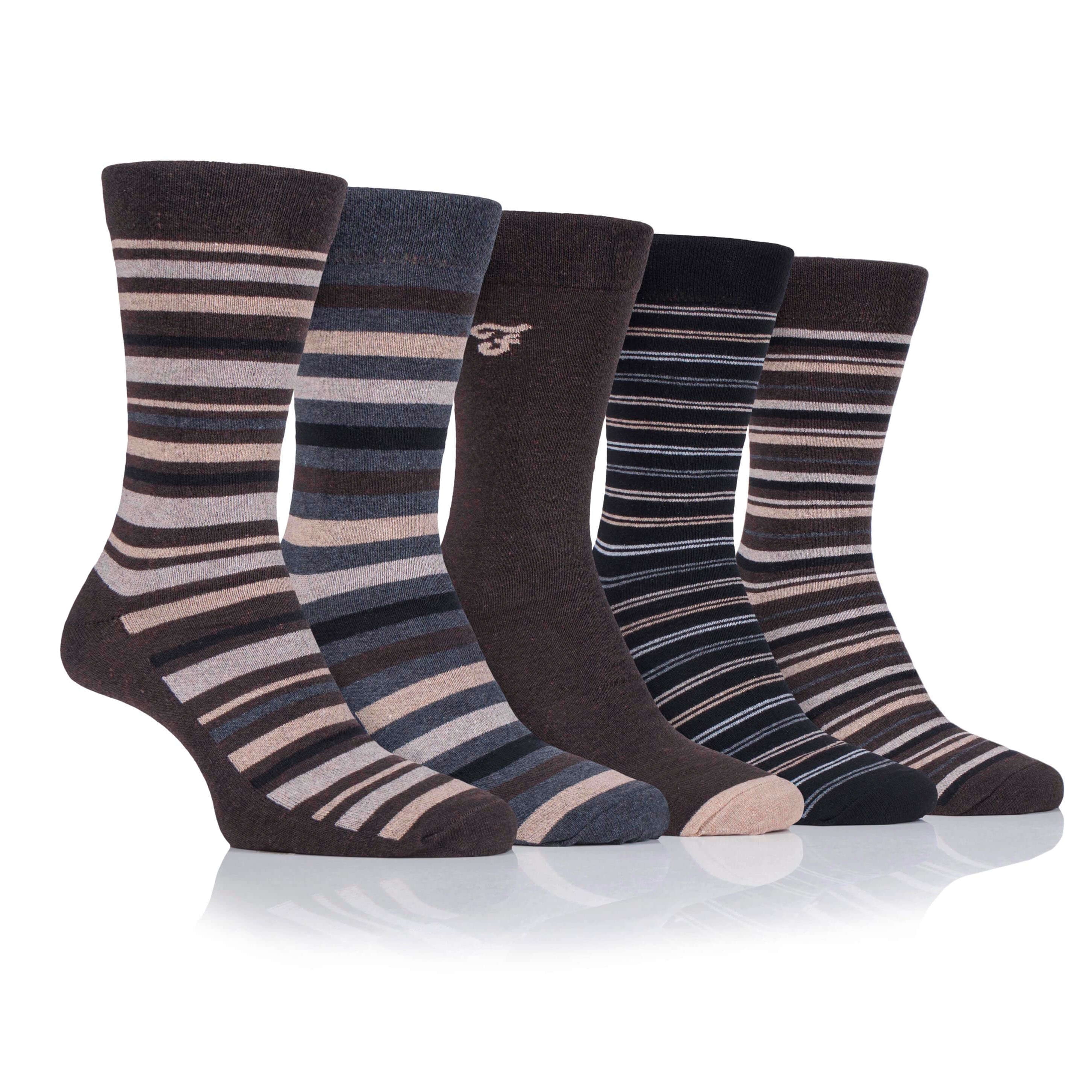 Farah Men’s 5 Pack Cotton Rich Striped Socks – Everyday Comfort (UK 6-11)