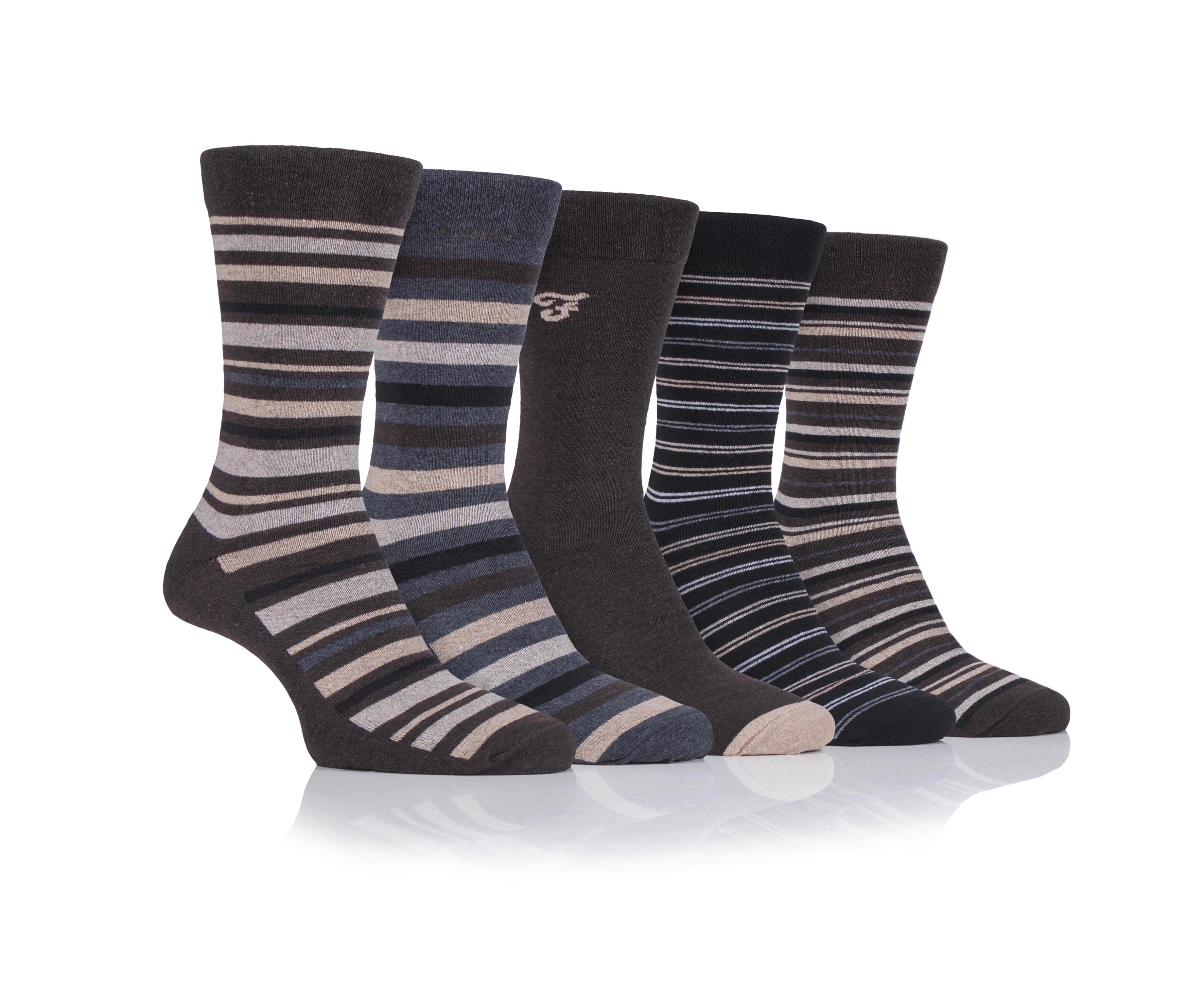 Farah Men’s 5 Pack Cotton Rich Striped Socks – Everyday Comfort (UK 6-11)