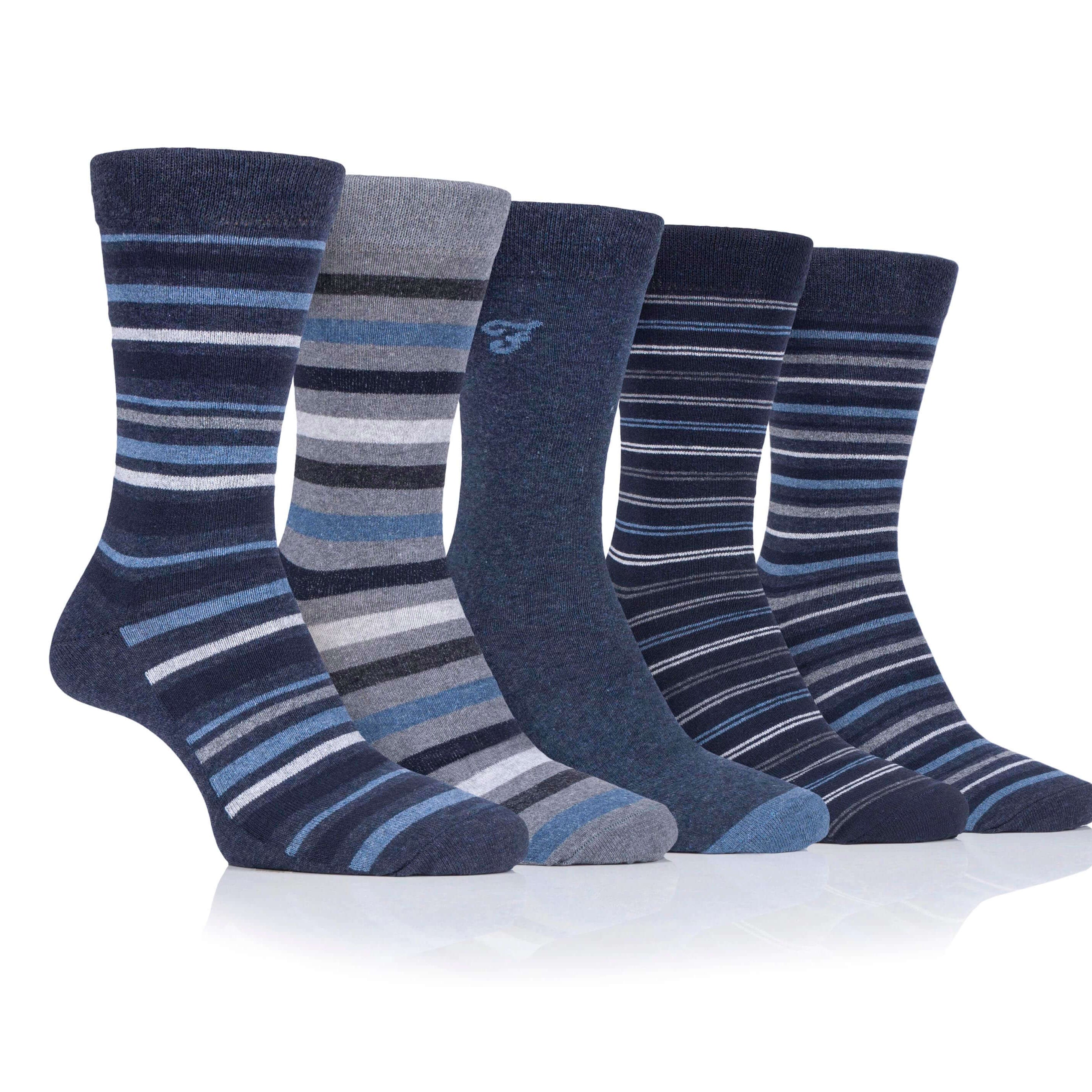 Farah Men’s 5 Pack Cotton Rich Striped Socks – Everyday Comfort (UK 6-11)