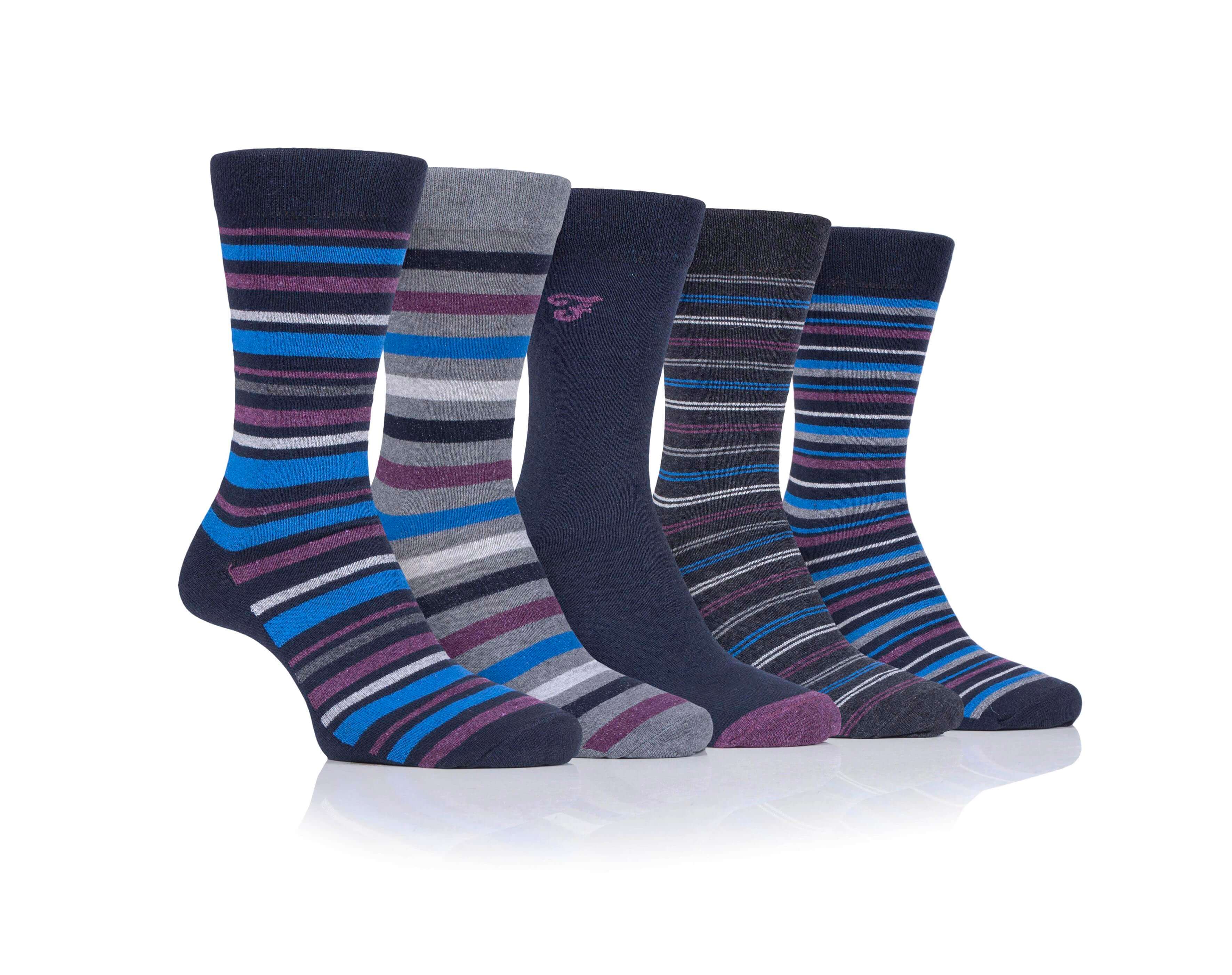 Farah Men’s 5 Pack Cotton Rich Striped Socks – Everyday Comfort (UK 6-11)