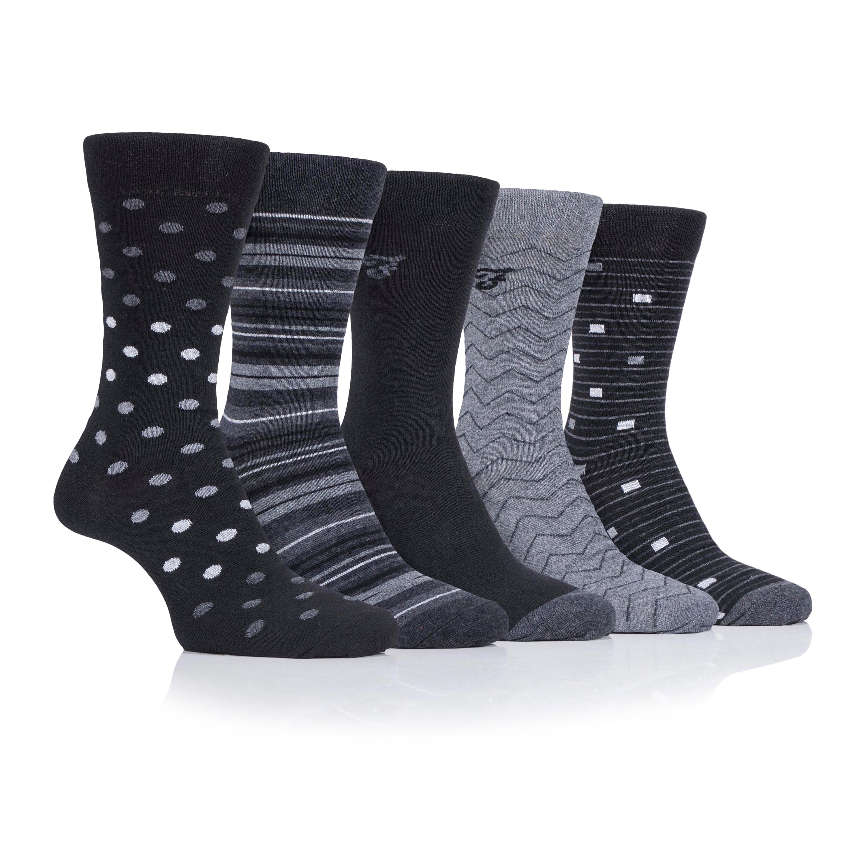 Farah Men’s 5 Pack Cotton Rich Patterned Socks – Striped & Argyle Designs (UK 6-11)