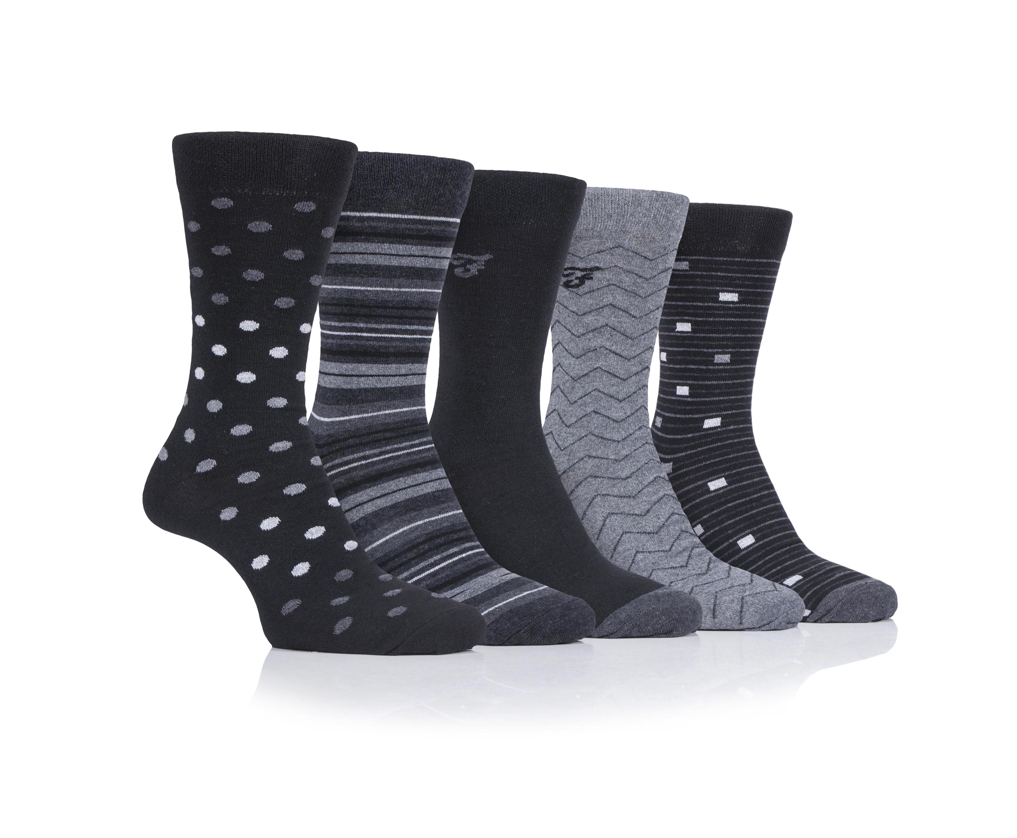 Farah Men’s 5 Pack Cotton Rich Patterned Socks – Striped & Argyle Designs (UK 6-11)