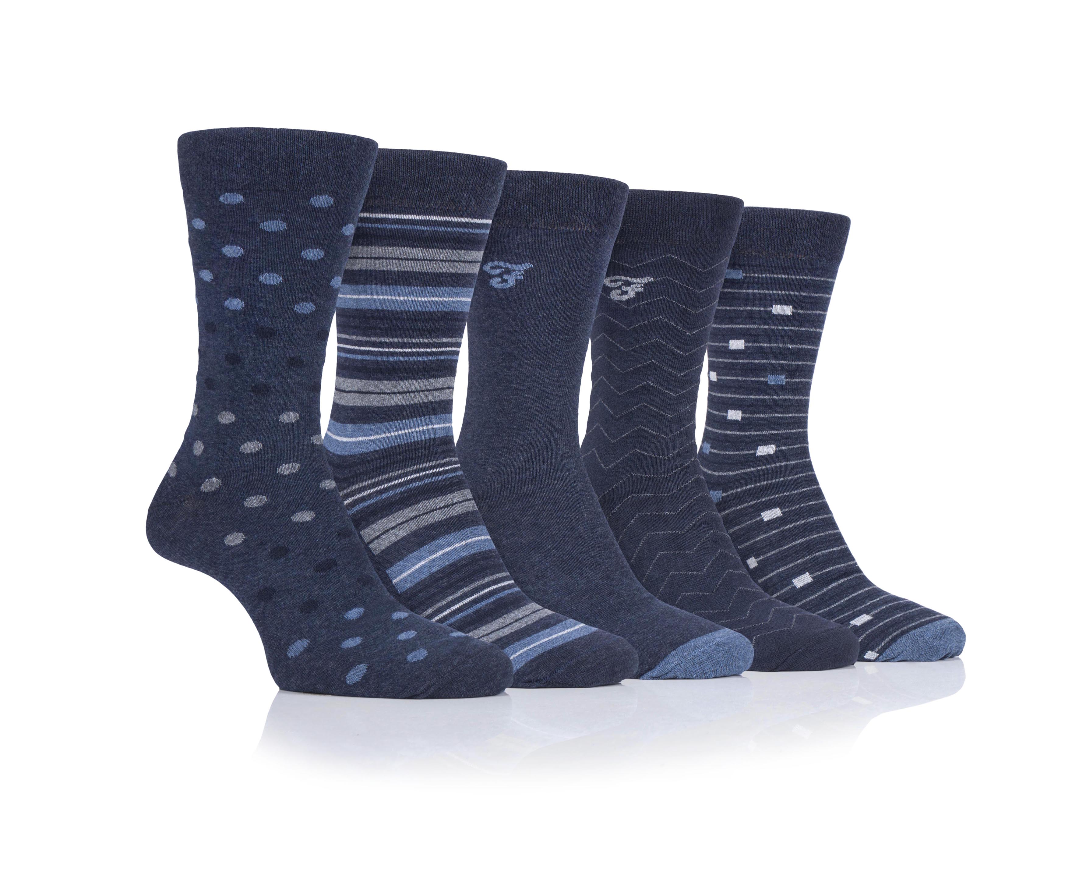 Farah Men’s 5 Pack Cotton Rich Patterned Socks – Striped & Argyle Designs (UK 6-11)
