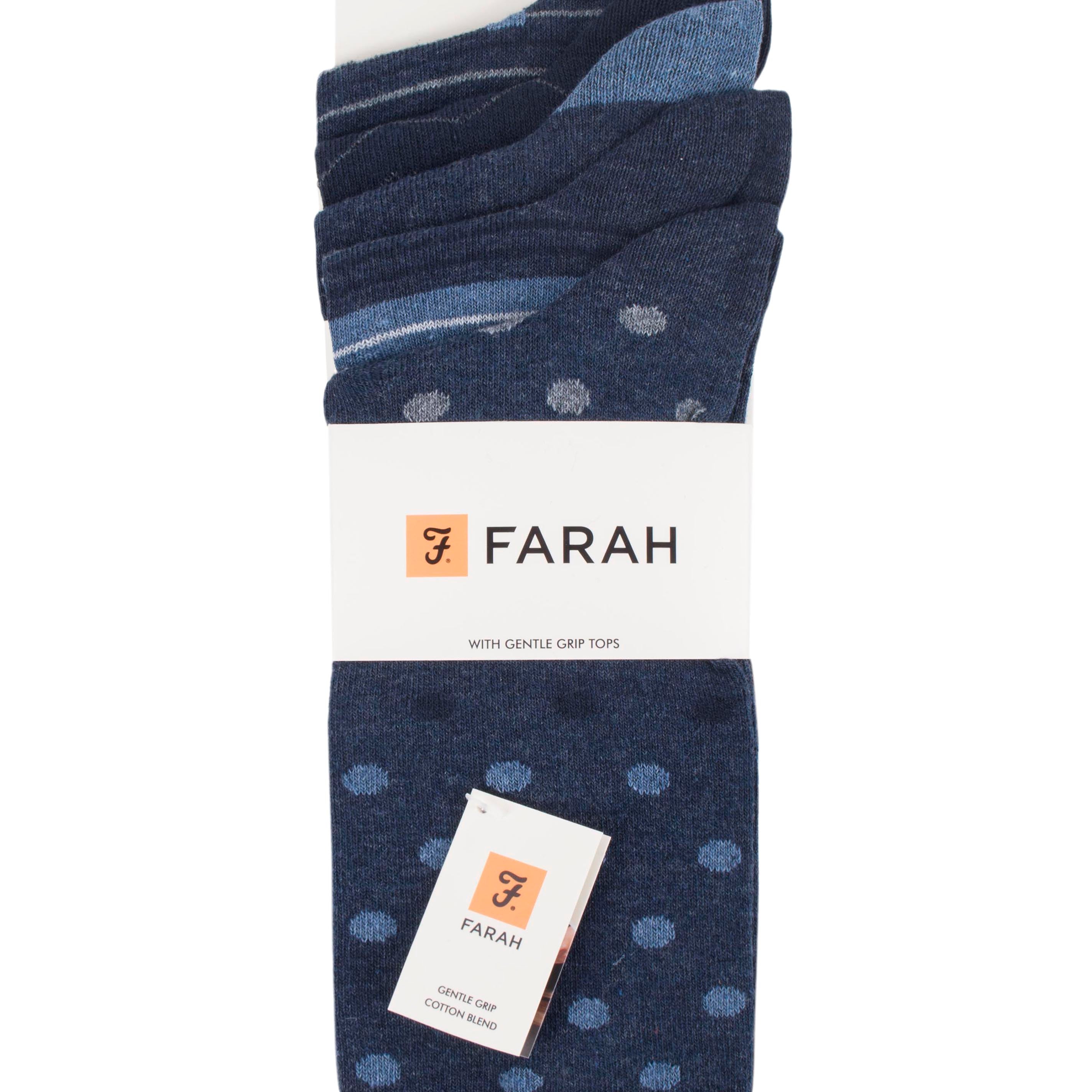 Farah Men’s 5 Pack Cotton Rich Patterned Socks – Striped & Argyle Designs (UK 6-11)