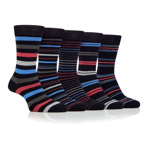 Farah Men’s 5 Pack Bamboo Stripe Socks – Soft, Breathable & Antibacterial (UK 6-11)