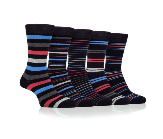 Farah Men’s 5 Pack Bamboo Stripe Socks – Soft, Breathable & Antibacterial (UK 6-11)