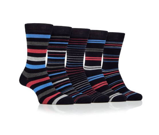 Farah Men’s 5 Pack Bamboo Stripe Socks – Soft, Breathable & Antibacterial (UK 6-11)