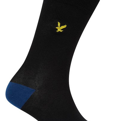 Lyle And Scott Mens Graham Five Pack Crew Socks-Black