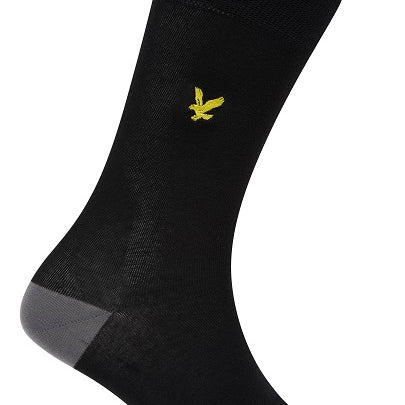 Lyle And Scott Mens Graham Five Pack Crew Socks-Black