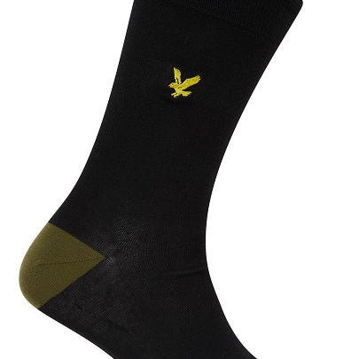 Lyle And Scott Mens Graham Five Pack Crew Socks-Black