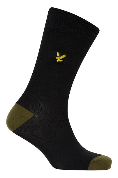 Lyle And Scott Mens Graham Five Pack Crew Socks-Black