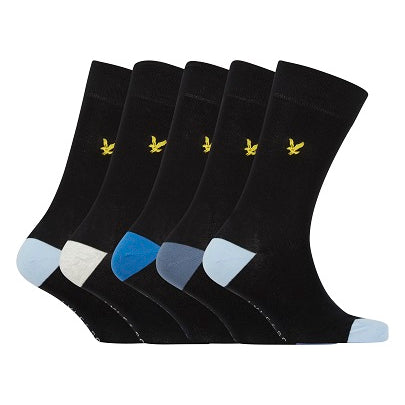 Lyle And Scott Mens Graham Five Pack Socks - Black/Blue