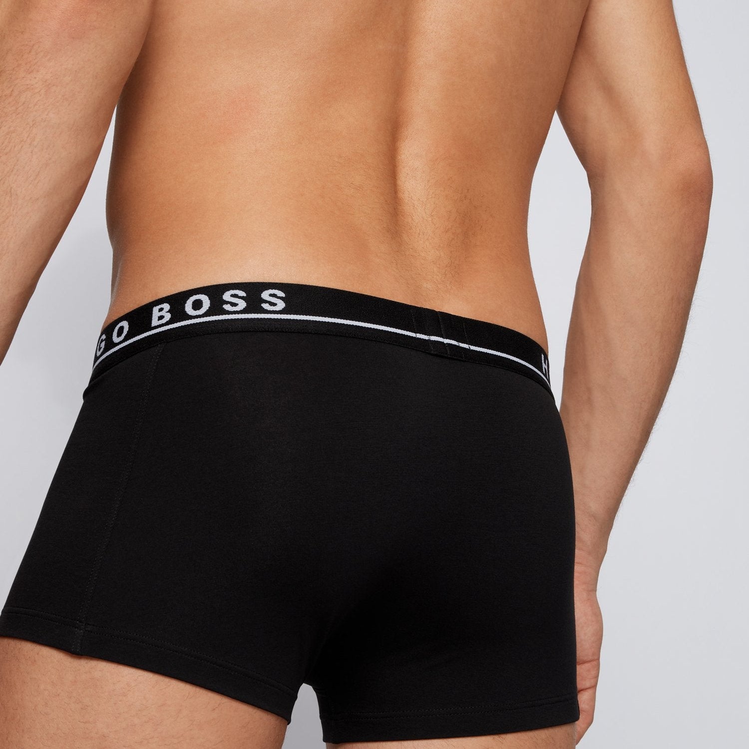 HUGO BOSS Stretch Cotton Boxer Trunks, Pack of 3 - ( Black / White / Grey )