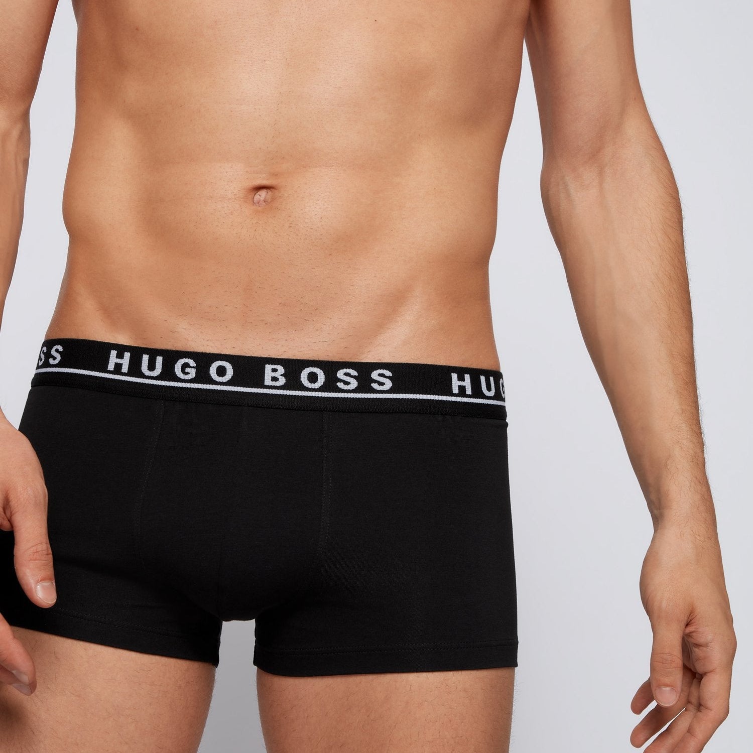 HUGO BOSS Stretch Cotton Boxer Trunks, Pack of 3 - ( Black / White / Grey )