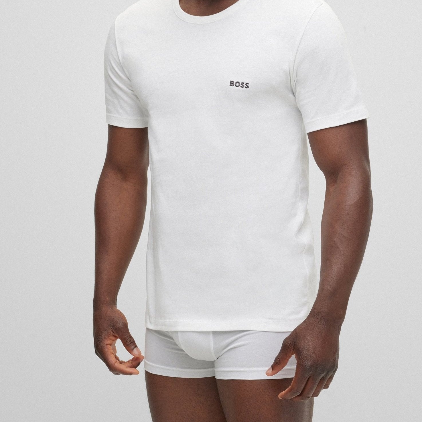 Hugo Boss 3 Pack Regular Fit Logo-Embroidered Cotton T-Shirts - White / Blue / Grey
