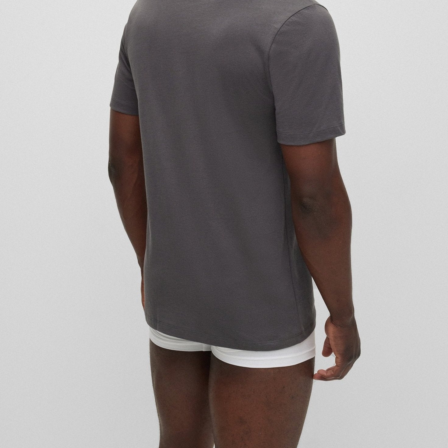 Hugo Boss 3 Pack Regular Fit Logo-Embroidered Cotton T-Shirts - White / Blue / Grey