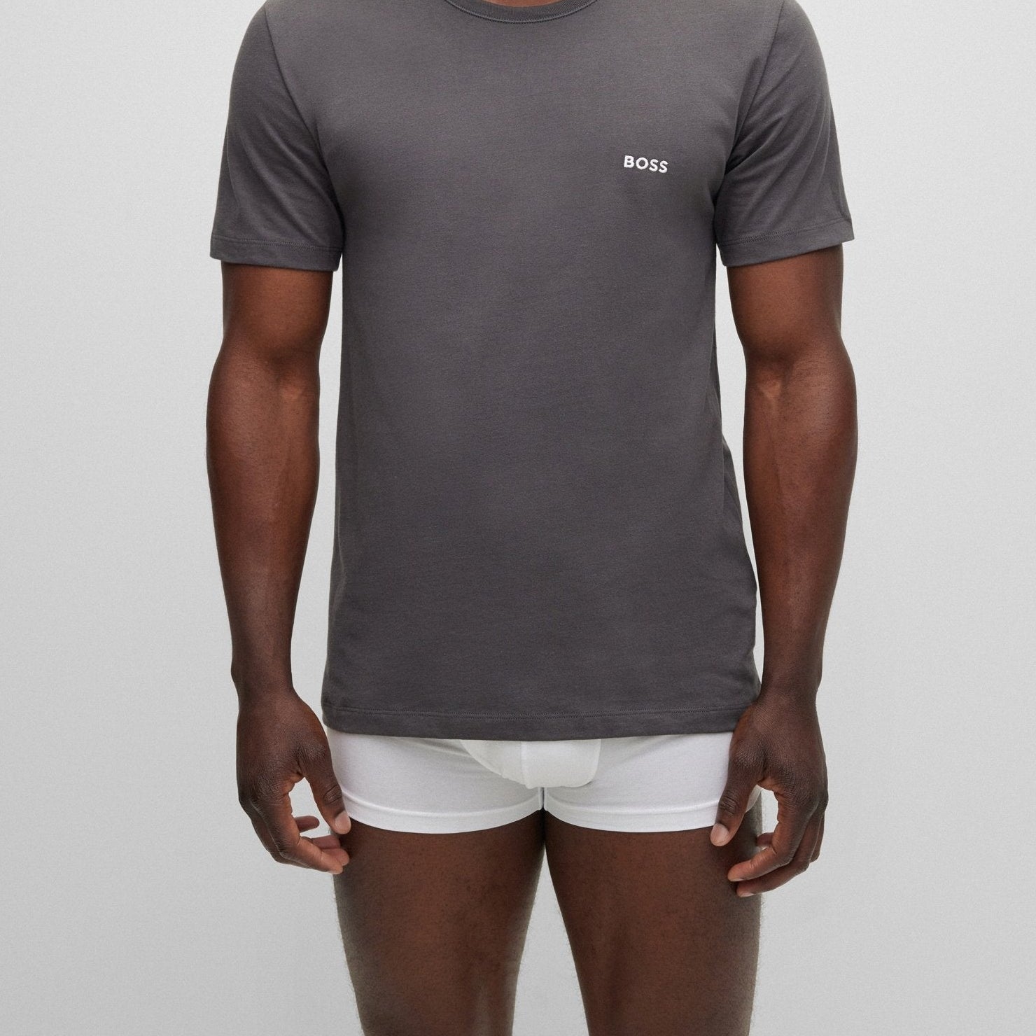 Hugo Boss 3 Pack Regular Fit Logo-Embroidered Cotton T-Shirts - White / Blue / Grey