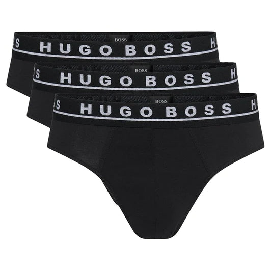 Hugo Boss Stretch Cotton Briefs Pack of 3 – Black