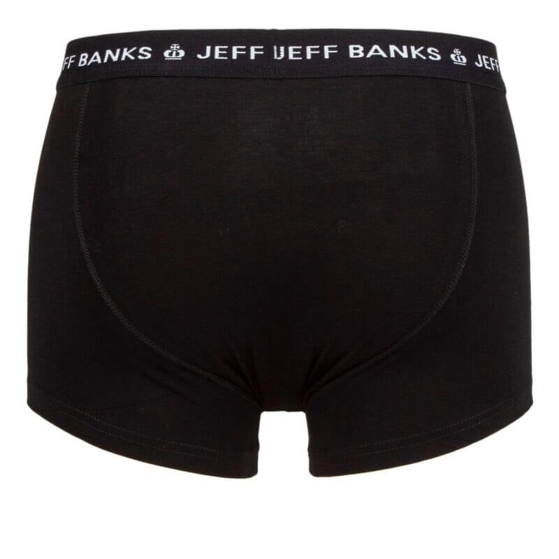Jeff Banks 3 Pack Men’s Marlow Button Boxer Shorts – Black with Contrast Waistbands
